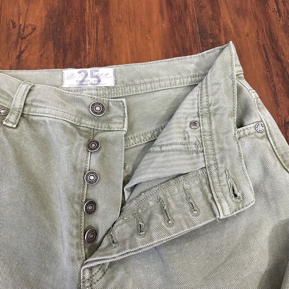 FREE PEOPLE WE THE FREE Maggie Mid Rise Straight Leg Jeans in Sage Green - Picture 5 of 12